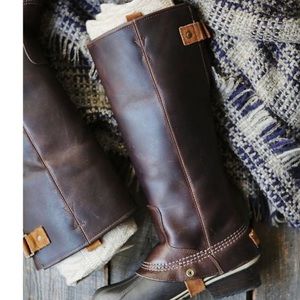 Sorel Tall Brown Leather Winter Rain Boots